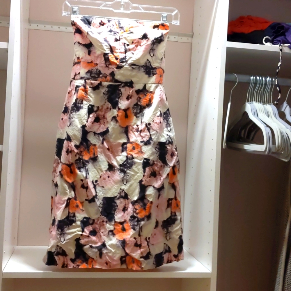 JCrew Strapless Watercolor Floral Mini Dress